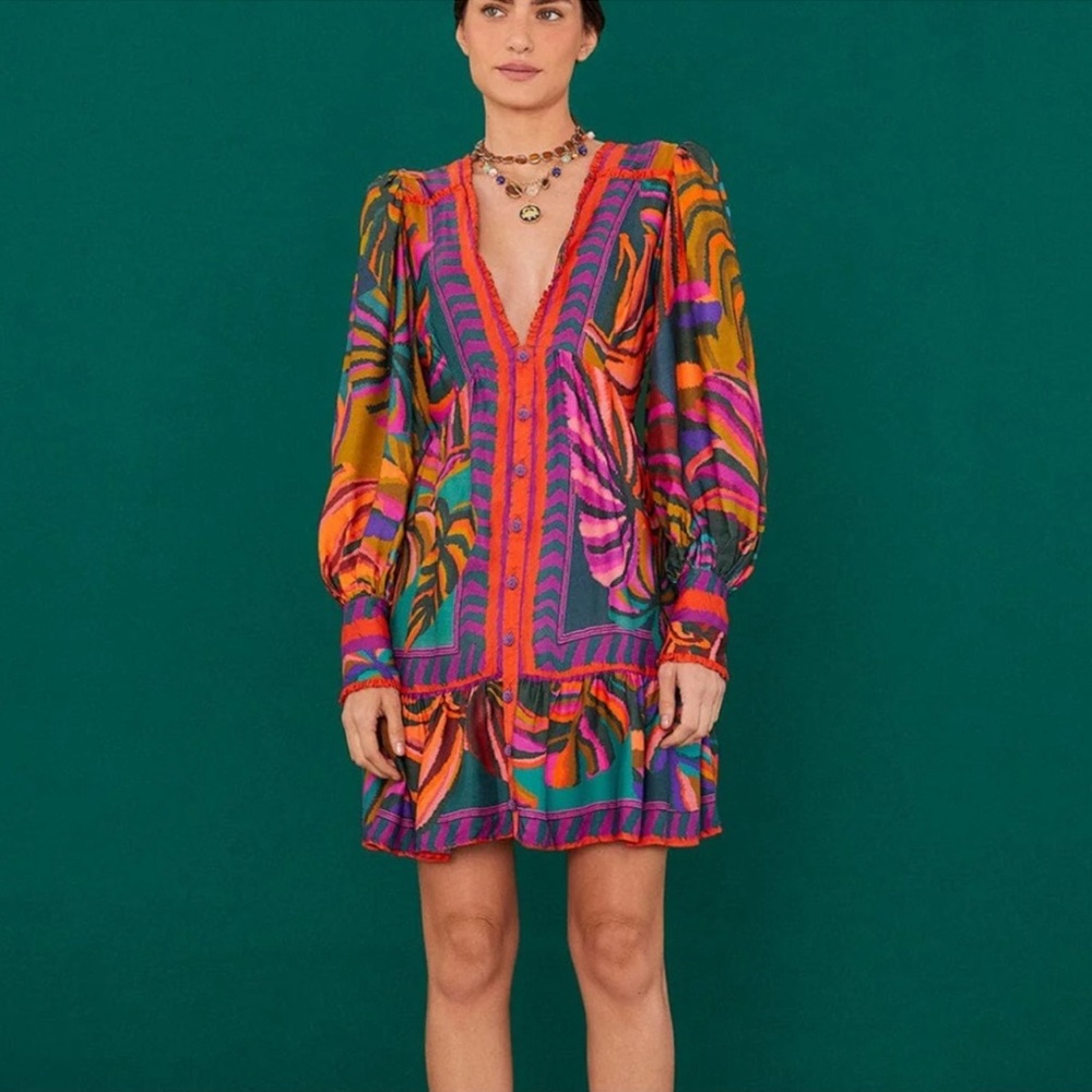 NEW Farm Rio Graphic Foliage Mini Dress XS